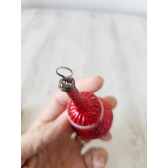 Antique red glass ornament flocked Xmas tree - Picture 6 of 7